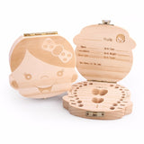 Baby Milk Teeth Box Spanish English Russion Baby Wood Tooth Box Baby Tooth Organizer Kids Deciduous Storage Collect wooden Box - Stay Safe Healthy