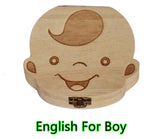 Baby Milk Teeth Box Spanish English Russion Baby Wood Tooth Box Baby Tooth Organizer Kids Deciduous Storage Collect wooden Box - Stay Safe Healthy